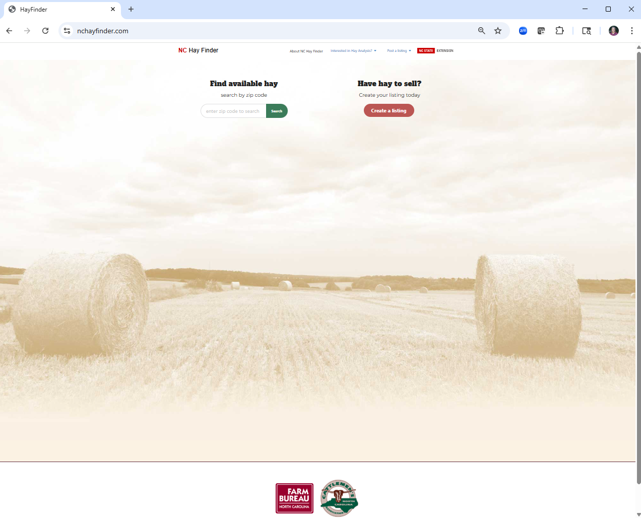 NC Hay Finder homepage