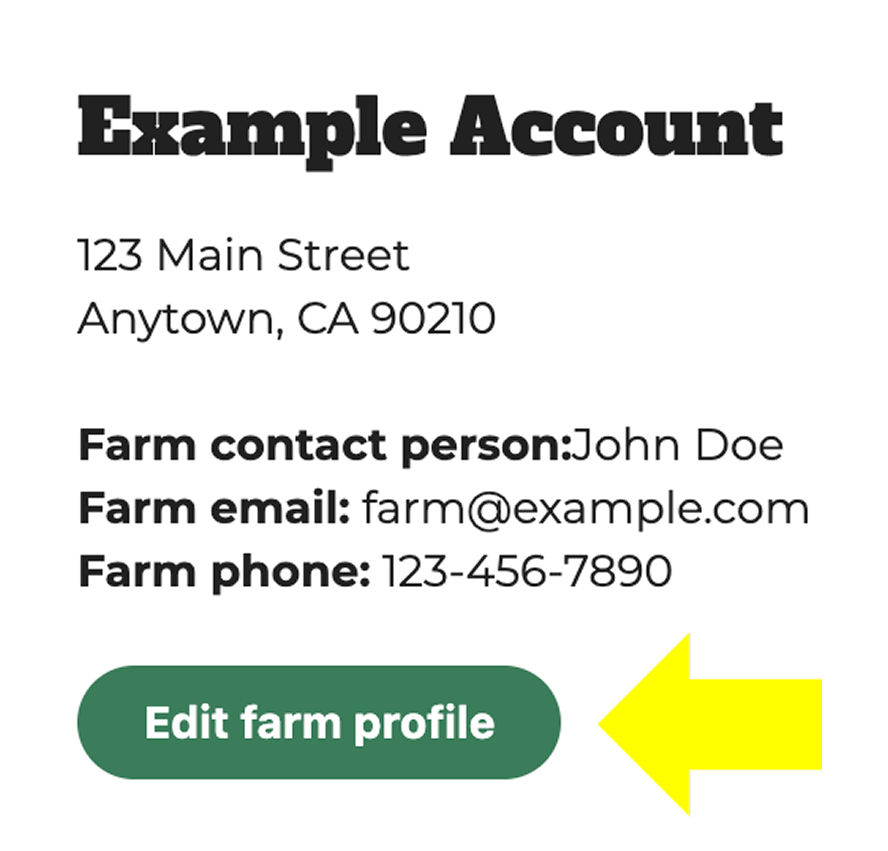 Edit Farm Profile area