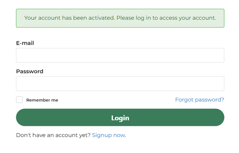 Login screen
