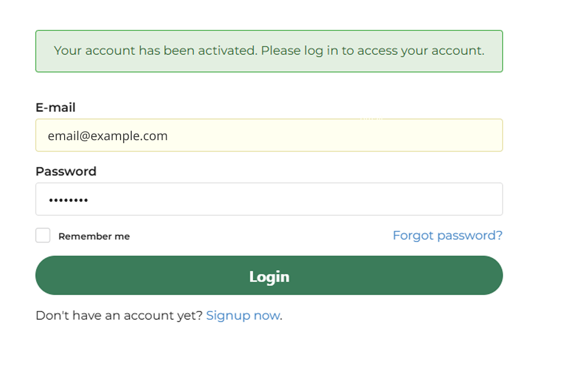 User dashboard after login